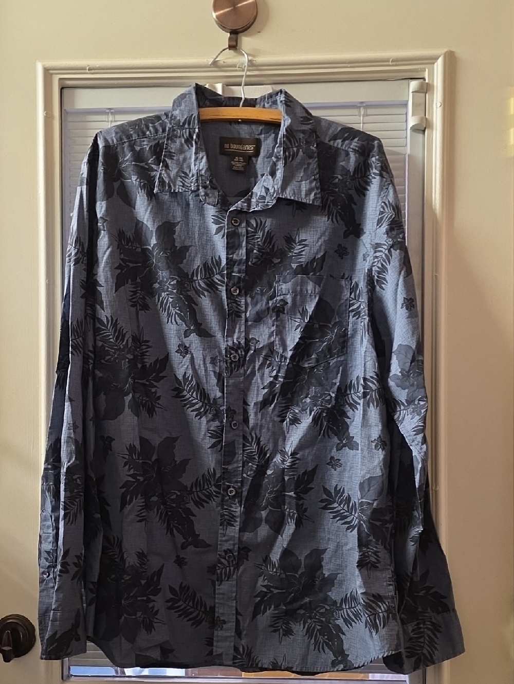 No Boundaries Blue and Black Floral Button-Up Shirt